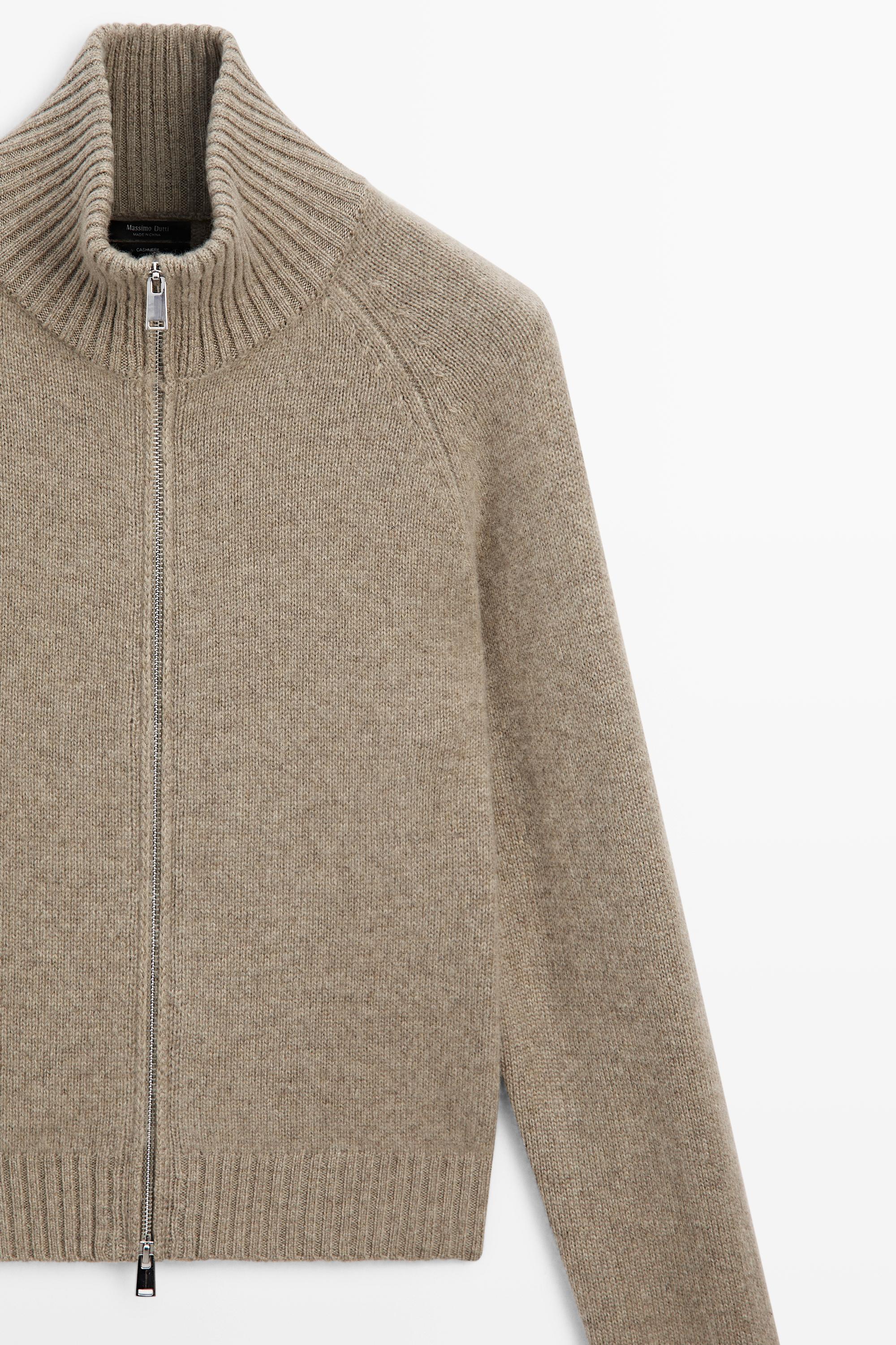 100% cashmere zip knit cardigan